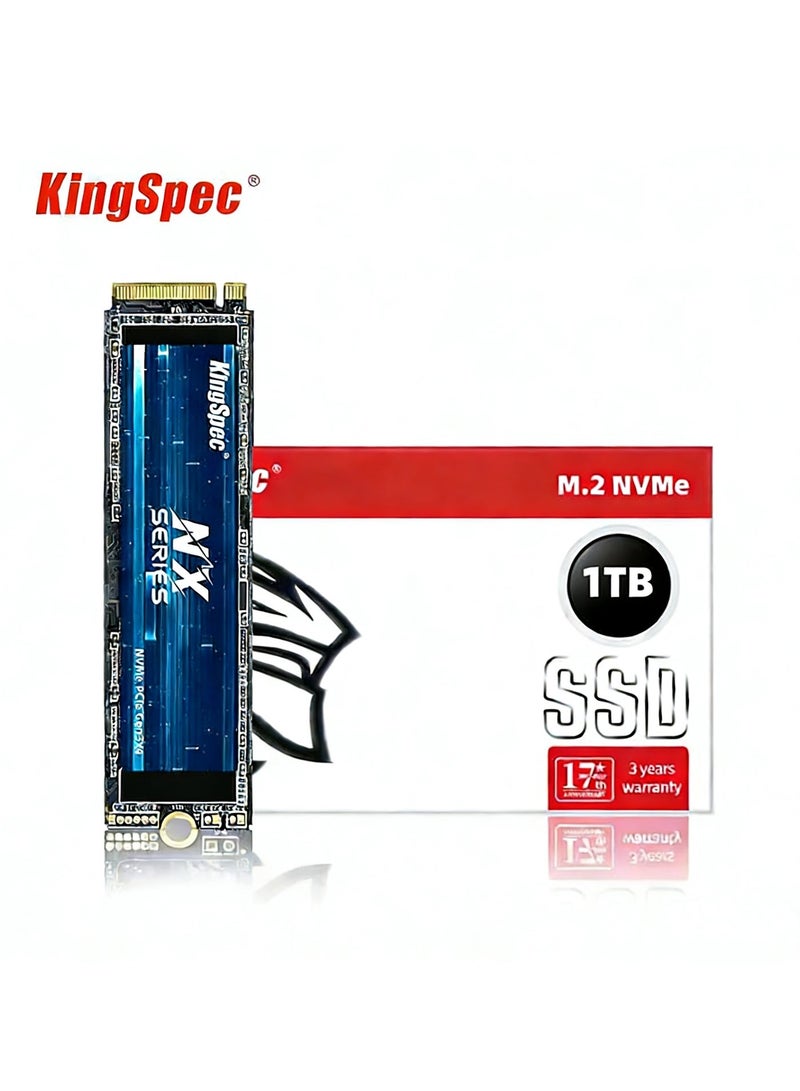 كينجس بيك محرك أقراص KingSpec 1TB M.2 NVMe SSD Gen3x4 – سلسلة NX عالية السرعة داخلي مع ذاكرة فلاش ثلاثية الأبعاد NAND لأجهزة الكمبيوتر المكتبية والمحمولة - Image 1